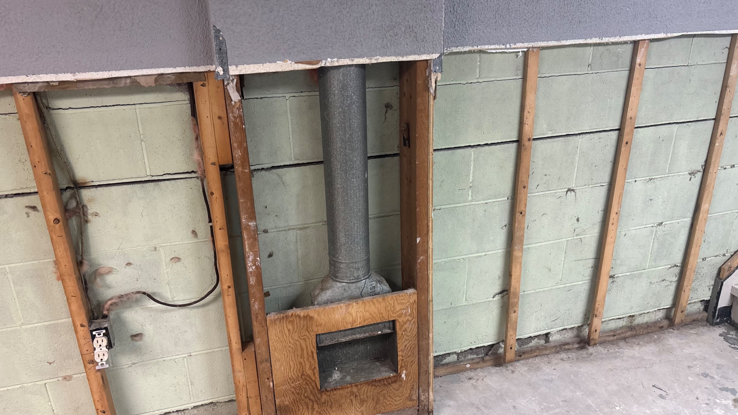 Basement CMU Wall & Electrical Box